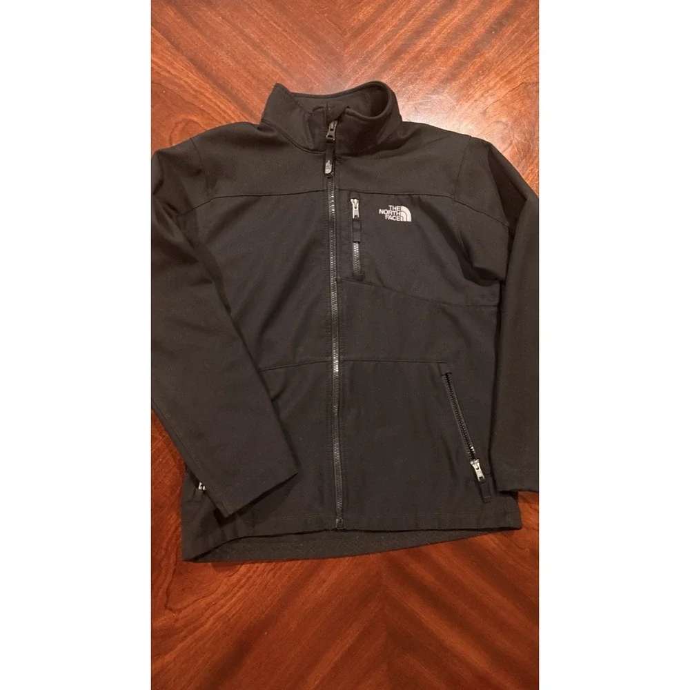 The North Face Apex Riser Jacket Youth M 10/12 Black Softshell Fleece Lined